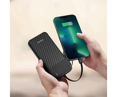 Dudao K11 10000mAh Powerbank'as su integruotais kabeliais - Juodas