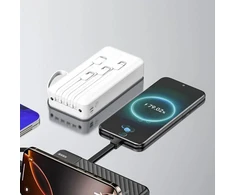 Dudao K11 Pro 20000mAh Powerbankas su integruotais kabeliais - Balta