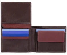 DUDU Portfel męski – skóra naturalna, RFID, kieszeń na monety, kieszenie wewnętrzne, klapa