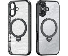 Dux Ducis Aimo Mag dėklas su magnetiniu žiedu ir stovu, skirtas iPhone 17 – juodas