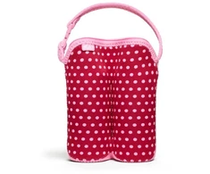 BUILT Bottle Buddy dviejų buteliukų krepšys su laikikliu (Baby Rožinė Mini Dots)