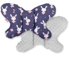 Dviejų pusių amortizuojanti pagalvėlė Butterfly“ – triušiai, tamsiai mėlyna/pilka