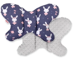 Dviejų pusių amortizuojanti pagalvėlė Butterfly“ – triušiai, tamsiai mėlyna/pilka