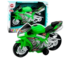 Lean Toys Žaislinis lenktyninis motociklas su šviesos ir garso efektais, žalias