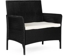 Lauko baldų komplektas Dvivietė sodo sofa su pagalvėle, suolas balkonui, terasai, sodui, juodas, „MultiGarden“