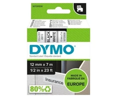 Dymo D1 juosta – 12mm x 7m juoda/balta
