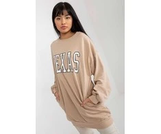 Džemperis smėlio spalvos su užrašu Texas“ kasdienai Ex Moda