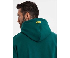 Džemperis su gobtuvu ir kišenėmis unisex tamsiai žalios spalvos