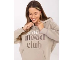 Džemperis su gobtuvu smėlio spalvos su užrašu kasdienai Good Mood Club
