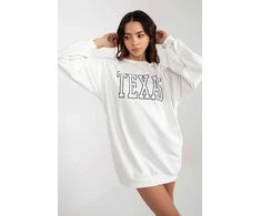 Džemperis su ilgu siluetu, baltas, medvilninis, kasdienai TEXAS Ex Moda