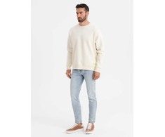 Džemperis unisex kreminės spalvos su apvalia iškirpte