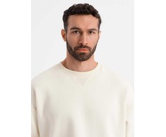 Džemperis unisex kreminės spalvos su apvalia iškirpte