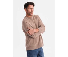 Džemperis unisex rudos spalvos su apvalia iškirpte