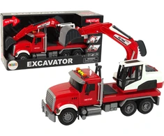 Lean Toys Žaislinis ekskavatorius su šviesos ir garso efektais LeanToys, raudonas