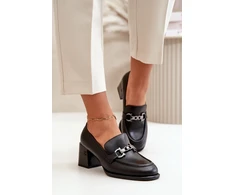 Elegantiški odinės moters bateliai su kulnu Vinceza 91116“ juodi
