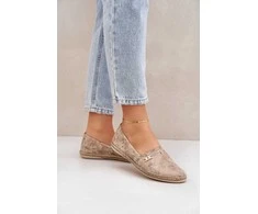 Elegantiškos moteriškos zomšinės espadrilės su gėlėmis, smėlio spalvos