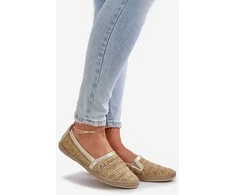 Elegantiškos odinės espadrilės su pynimu smėlio-aukso spalvos