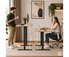 Elektrinis stalas 120x60 cm, pakeliamas, reguliuojamo aukščio 72-118 cm, šviesaus ąžuolo spalvos
