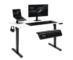 Elektrinis stalas 120x60 cm, reguliuojamo aukščio 72-118 cm, baltas stalviršis, ModernHome