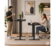 Elektrinis stalas 140x60 cm, reguliuojamo aukščio 72-118 cm, juodas, ModernHome