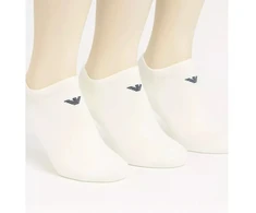 Emporio Armani Calza trumpų kojinių medvilninės baltos patogios 3 poros