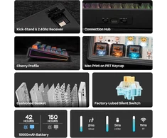 EPOMAKER belaidė mechaninė klaviatūra 75% RGB, 10000mAh, ekranas, hot-swap, TH80 V2 PRO