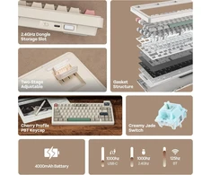 Epomaker belaidė mechaninė klaviatūra su LCD ekranu, 75%, 80 klavišų, RGB, QMK/VIA, RT82
