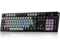 Epomaker pilno dydžio belaidė mechaninė klaviatūra su RGB, ekranėliu ir vokišku ISO-DE QWERTZ išdėstymu
