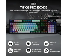 Epomaker pilno dydžio belaidė mechaninė klaviatūra su RGB, ekranėliu ir vokišku ISO-DE QWERTZ išdėstymu