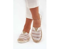 Espadrilės baltos spalvos su nėriniais ir tinkleliu moterims Faylira