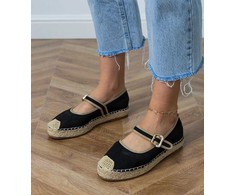 Espadrilės moterims juodos su dekoratyvine sagtimi
