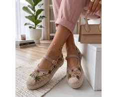 Espadrilės moterims „Lucille“ su siuvinėtomis gėlėmis, rožinės