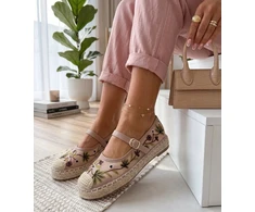 Espadrilės moterims „Lucille“ su siuvinėtomis gėlėmis, rožinės