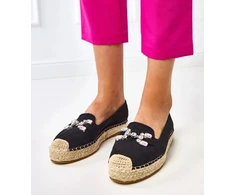 Espadrilės moteriškos juodos dekoruotos akmenimis Marlein