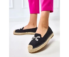 Espadrilės moteriškos juodos dekoruotos akmenimis Marlein