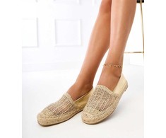 Espadrilės smėlio spalvos ažūrinės su platforma kasdienai Plevis