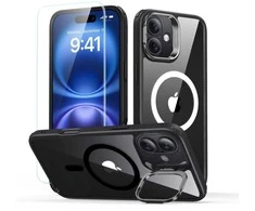 ESR Classic Hybrid Kickstand Halolock MagSafe dėklas su užgrūdintu stiklu iPhone 16“ – juodos spalvos