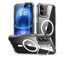 Dėklas ESR Classic Hybrid Kickstand Halolock MagSafe“ dėklo rinkinys + grūdintas stiklas iPhone 16“ - skaidrus