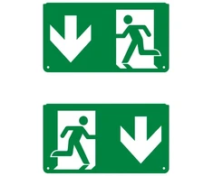 Evakuacinio šviestuvo EM EXIT piktograma - išėjimas žemyn