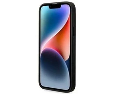 Ferrari FEHCP14MRBUK iPhone 14 Plus 6,7 juodos/juodos spalvos deklas Odiniai šonai su įspaudais