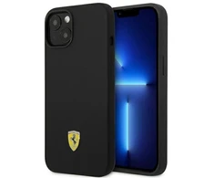 Ferrari FEHCP14SSIBBK Apple iPhone 14 / 15 /13 6.1″ juodos spalvos kietas dėklas Silicone Metal Logo
