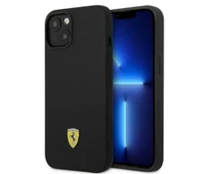 Ferrari FEHMSIP14MBK Apple iPhone 14 Plus / 15 Plus 6.7″ juodos spalvos kietas dėklas Silicone Metal Logo Magsafe