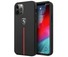 Ferrari FEOMSHCP12LBK Apple iPhone 12 Pro Max dėklas telefonui juodos spalvos Off Track Leather Nylon Stripe