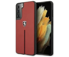 Ferrari FEOSIHCS21MRE S21+ G996 red kietas dėklas Off Track Leather Nylon Stripe