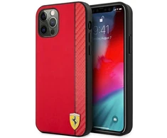 Ferrari FESAXHCP12LRE Apple iPhone 12 Pro Max 6,7″ red kietas dėklas On Track Carbon Stripe