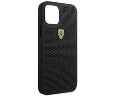 Ferrari FESPEHCP12MBK iPhone 12/12 Pro 6,1 juodos/juodos spalvos deklas On Track Perforated
