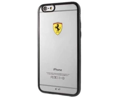 Ferrari kietas dėklas FEHCP6BK Apple iPhone 6/6S racing shield skaidrus juodos spalvos