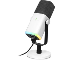 FIFINE dinaminis USB XLR mikrofonas žaidimams ir podcast, RGB, balta, MI13