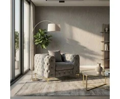 Sofa SORRENTO 1S poilsio fotelis, pilkas aksomas, modernus žavesys