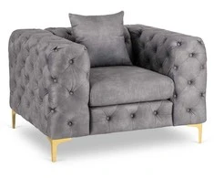 Sofa SORRENTO 1S poilsio fotelis, pilkas aksomas, modernus žavesys